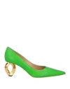 Jw Anderson Woman Pumps Green Size 8 Leather In Green