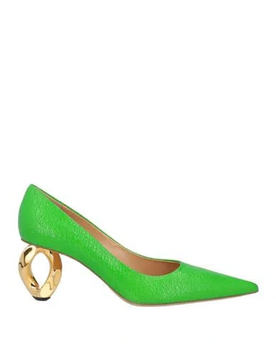Jw Anderson Woman Pumps Green Size 8 Leather
