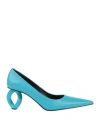 Jw Anderson Woman Pumps Turquoise Size 8 Leather In Blue