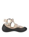 Jw Anderson Bubble Suede Flat Sandals In Beige