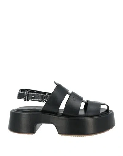 Jw Anderson Woman Sandals Black Size 10 Calfskin