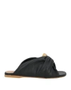 Jw Anderson Corner Chain-embellished Gathered Leather Slides In Black