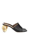 Jw Anderson J. W. Anderson Slip-on Black Leather Sandals With Gold-tone Chain Heel In Black
