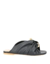 Jw Anderson Corner Chain-embellished Gathered Leather Slides In Black