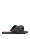 Jw Anderson Black Twist Flat Sandals In Black