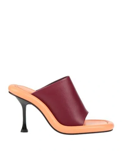 Jw Anderson Woman Sandals Burgundy Size 8 Leather In Red