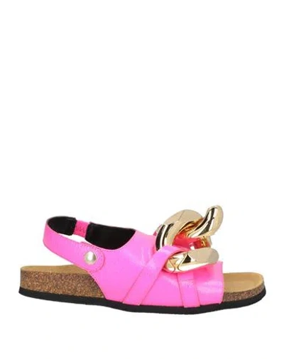 Jw Anderson Woman Sandals Fuchsia Size 8 Leather In Pink