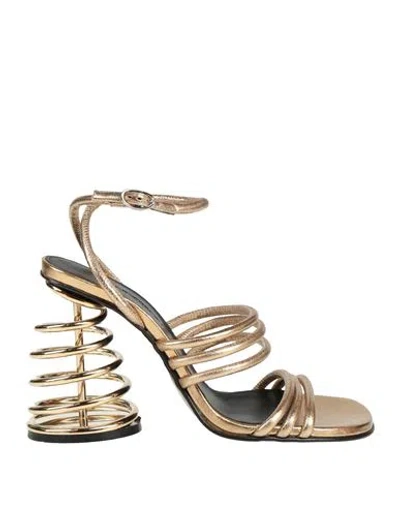 Jw Anderson Woman Sandals Gold Size 6.5 Leather