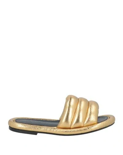 Jw Anderson Woman Sandals Gold Size 7 Leather In Multi
