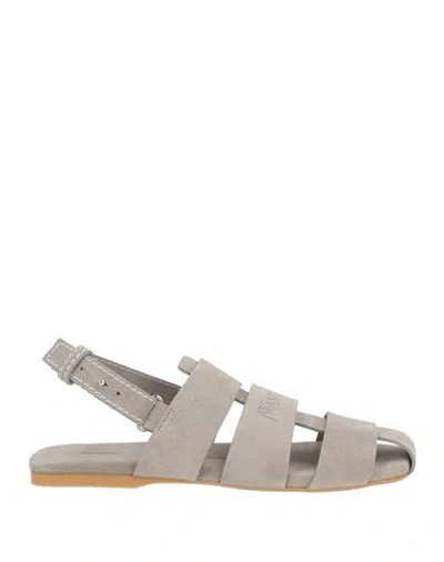 Jw Anderson Woman Sandals Grey Size 8 Calfskin In Gray
