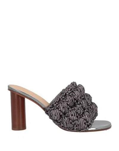Jw Anderson Woman Sandals Gunmetal Size 10 Textile Fibers, Leather In Gray