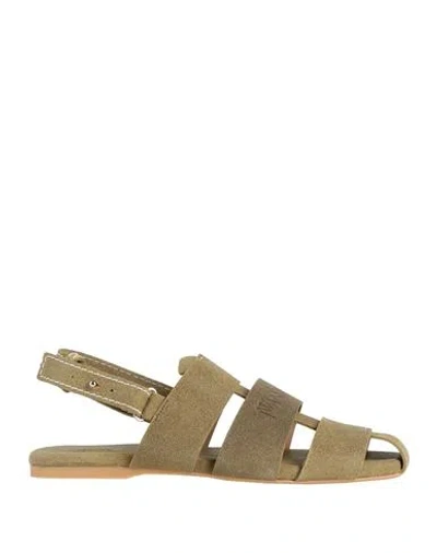 Jw Anderson Woman Sandals Military Green Size 11 Calfskin