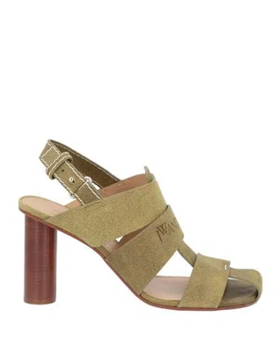 Jw Anderson Woman Sandals Military Green Size 7 Calfskin In Multi