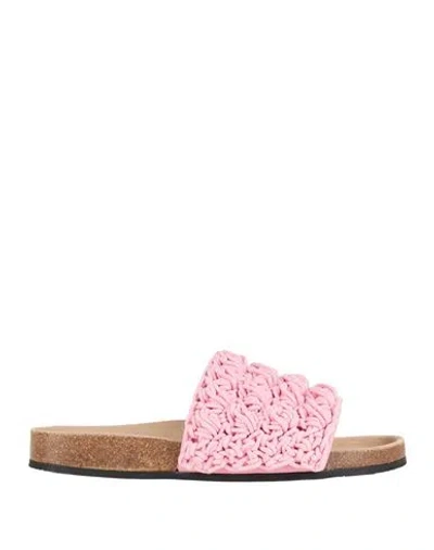 Jw Anderson Woman Sandals Pink Size 8 Calfskin, Synthetisches Material In Multi