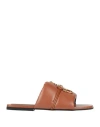 Jw Anderson Embellished Open Toe Flat Sole Mules In Brown