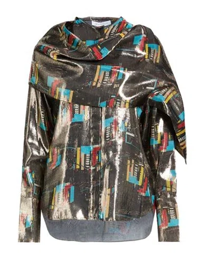 Jw Anderson Woman Shirt Black Size 4 Silk, Lurex