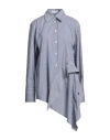 Jw Anderson Deconstructed Asymmetric Stripe Cotton Blend Button-up Shirt In Blue