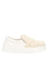 Jw Anderson Woman Sneakers Cream Size 8 Calfskin, Textile Fibers In White
