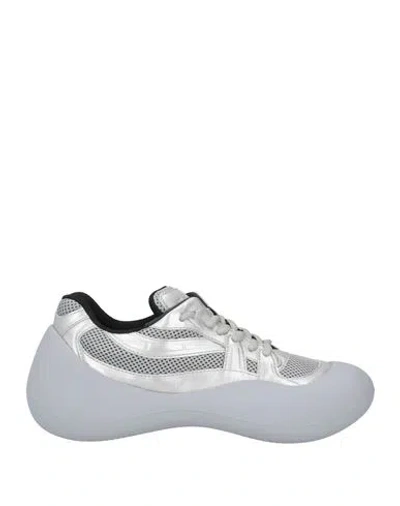 Jw Anderson Woman Sneakers Grey Size 10 Calfskin, Textile Fibers In Grey