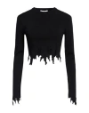 Jw Anderson Lasercut Long Sleeves Crop Top In Black