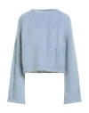 Jw Anderson Cropped Cable Mohair Sweater In Blue