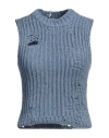 Jw Anderson Woman Sweater Pastel Blue Size M Cotton, Acrylic