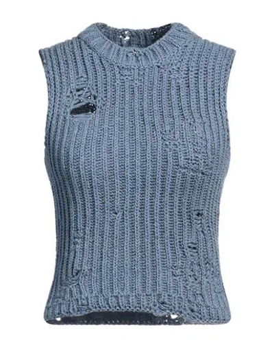 Jw Anderson Woman Sweater Pastel Blue Size M Cotton, Acrylic