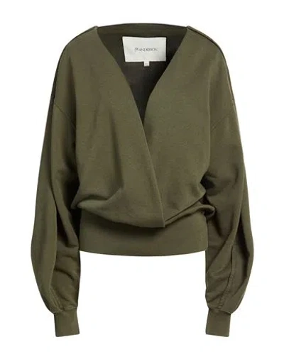 Jw Anderson Woman Sweatshirt Military Green Size Xl Cotton