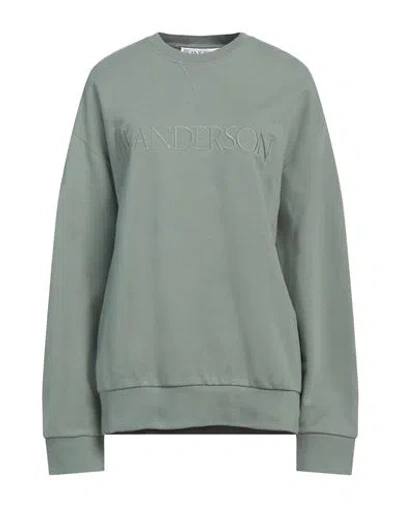 Jw Anderson Woman Sweatshirt Sage Green Size Xs Cotton, Elastane