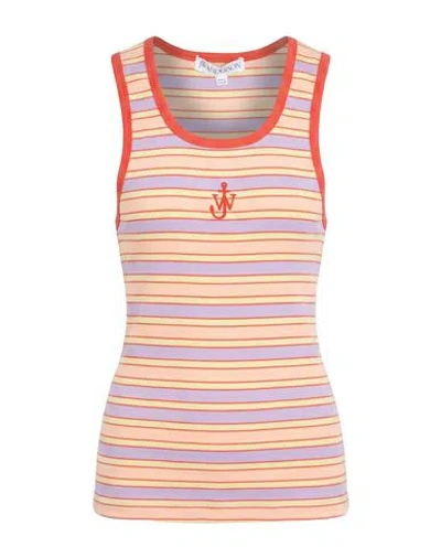 Jw Anderson Woman Tank Top Light Pink Size Xl Cotton, Elastane In Multi