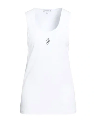Jw Anderson Woman Tank Top White Size M Organic Cotton, Elastane
