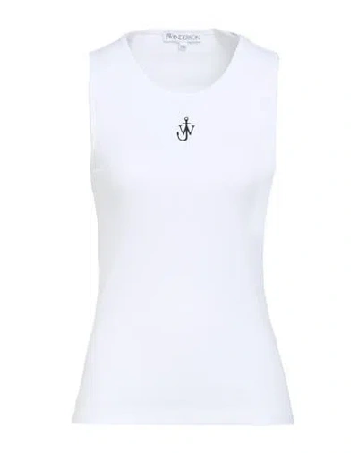 Jw Anderson Woman Tank Top White Size Xl Organic Cotton, Elastane