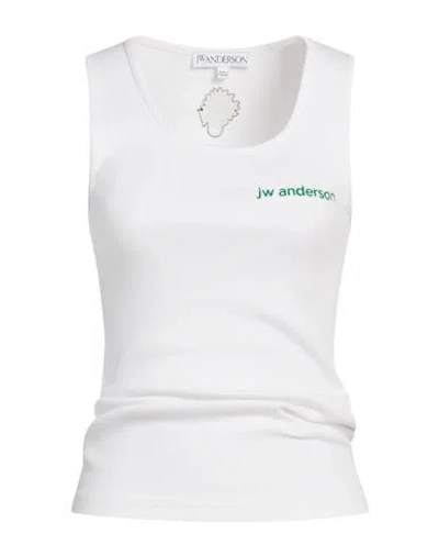 Jw Anderson Woman Tank Top White Size Xxs Organic Cotton, Elastane
