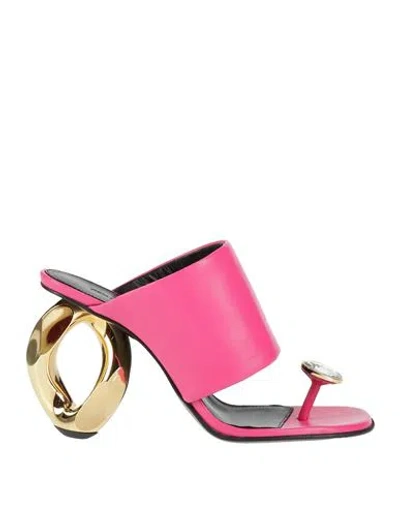Jw Anderson Woman Thong Sandal Fuchsia Size 6 Lambskin In Pink