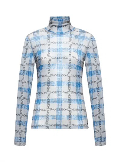 JW ANDERSON JW ANDERSON WOMEN ALL-OVER LOGO PRINT TULLE TOP