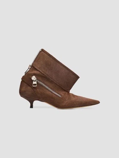 Jw Anderson Women's Biker Suede Kitten-heel Booties In Brown