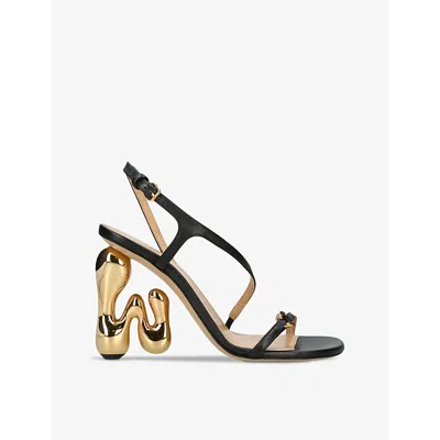 JW ANDERSON JW ANDERSON WOMENS BLACK BUBBLE LEATHER HEELED SANDALS