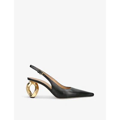 Jw Anderson Womens Black Chain Leather Heeled Mules