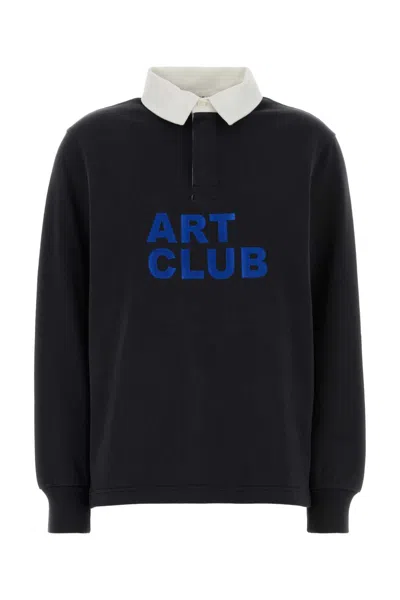 Jw Anderson Cotton Polo Shirt Contrasting Collar Long Sleeves In Black