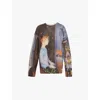 Jw Anderson Womens Blue Intarsia Knit Embroidered Branding Wool-blend Jumper