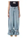 Jw Anderson Wide Jeans With Adjustable Ankle Height Belts In Light Blue