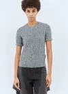 Jw Anderson Cable-knit Short Sleeve T-shirt In Gray