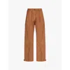 Jw Anderson Twisted Seam Cotton Wide-leg Pants In Caramel