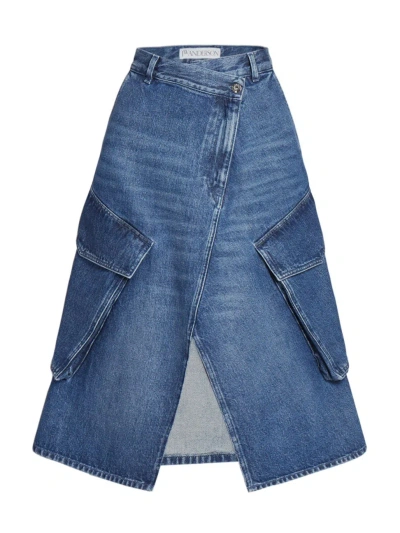 Jw Anderson Women's Cargo Pocket Midi Skirt In Blue