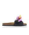 Jw Anderson Chain-embellished Tie-dye Leather Slides In Black