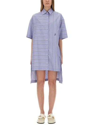 Jw Anderson Paneled Striped Cotton-blend Shirt Dress In Multi