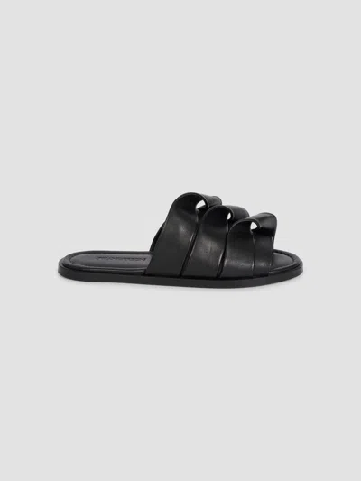 Jw Anderson Women's Coil Rolled-strap Leather Slides In Black