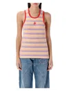 Jw Anderson Scoop Neck Sleeveless Top With Horizontal Stripes In Pink Multi