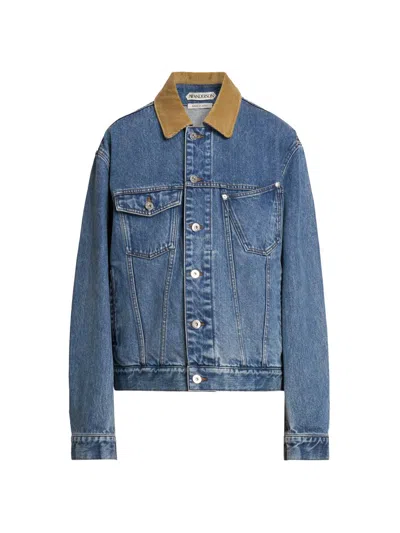 Jw Anderson Denim Jacket Contrast Collar Long Sleeves In Blue