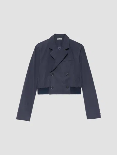 Jw Anderson Women's Cotton Double-breasted Crop Blazer In Blue